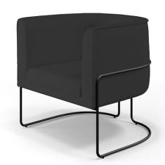 Poltrona Decorativa Fixa Base de Aço Preto Betina D02 Veludo Preto C-300 - Lyam Decor