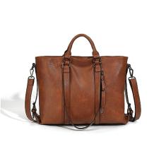 Ipoouer Bolsa feminina de couro, bolsa Hobo, ombro, trabalho, alça superior, bolsa grande, Marrom, Large
