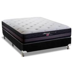 Cama Box Casal: Colchão Molas Herval Maxspring Málaga + Base CRC Suede