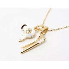 Colar Cordão Secador Chapinha Branco Folheado 18k - Milena Folheados