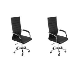 Kit 2 Cadeiras para Escritorio Presidente Esteirinha Florenca 3322 Preto
