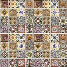 Papel Parede Azulejo Português Tons Marrom Cozinha Lavatório
