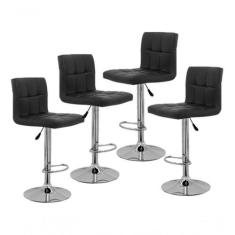Kit 4 Banquetas Alta Cozinha Bar Balcão Bancada Americana Giratória Go