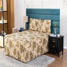 Lençol Para Cama Box Conjuda Solteiro Malha Estampada Resistente Com E