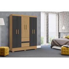 Guarda Roupa Coimbra 6 Portas 2 Gavetas Atacama Grafite - Aramóveis