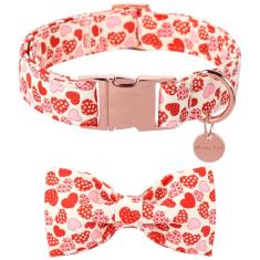 UP URARA PUP Coleira de Dia dos Namorados com gravata borboleta, gola borboleta de coração de donut com fivela de metal, presente de dia dos namorados, coleira de animal de estimação para filhotes,