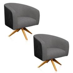 Kit 02 Poltronas Giratória Stella Preto Cinza A26 - D' ROSSI