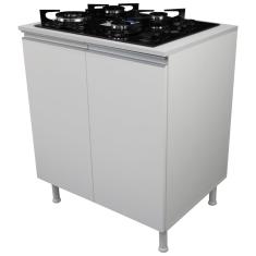 Balcão Para Fogão Cooktop 70Cm 100% Mdf 2 Portas P/Cozinha Branco