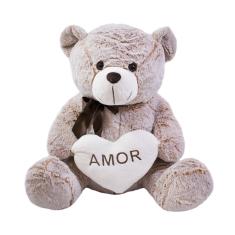 Urso Coração Amor Marrom Alaranjado 50Cm - Pelúcia