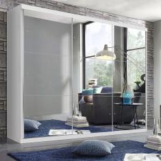 Guarda Roupa Casal 3 Portas De Correr 4 Gavetas E 9 Espelhos Rennes Minastex Branco