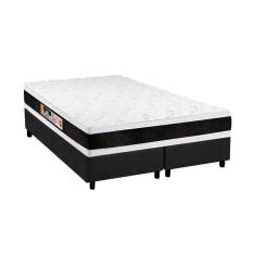 Cama Box Queen: Colchão Espuma Castor D45 Black E White Double Face + Base Crc Suede Gray(158x198)