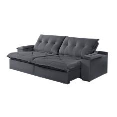 Sofá 3 Lugares Retrátil E Reclinável Martins M-163 Veludo Grafite