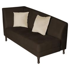 Recamier Heitor 160cm Com Almofada Lado Direito Sintético Marrom Bege