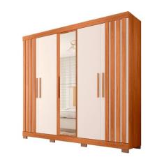 Guarda-Roupa Casal com Espelho Sophia 5 PT 2 GV Freijó e Off White - M