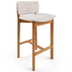 Banqueta Alta Para Cozinha Sala de Jantar Bar Dara L02 Linho Cru - Lya