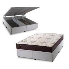 Conjunto Box Baú Allura Marrom 158x198x65 c/ Molas Ensacadas - King Ho