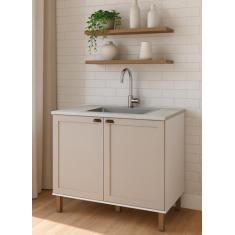 Balcão para Cozinha 2 Portas Provençais sem Tampo Iluminata - Genialfl