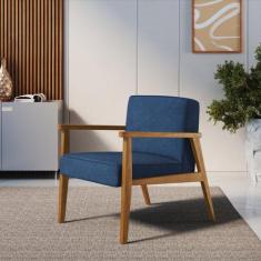 Poltrona Decorativa Madeira Maciça Jequitibá Assento com Persintas Elá