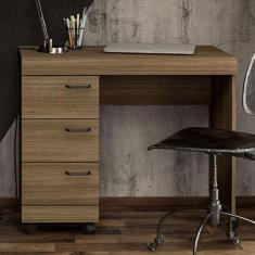 Mesa para Computador 3 Gavetas Osaka Castanho - Politorno, 26,5kg, Mar