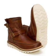 Bota Coturno Motocicle Masculino Couro-Masculino