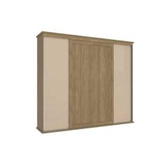 Guarda Roupa Casal N565 4 Portas de Correr 4 Gavetas MDP Nogueira-Macadamia Kappesberg