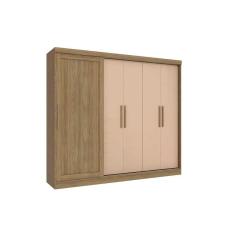 Guarda Roupa Casal N564 5 Portas de Abrir 4 Gavetas MDP Nogueira-Macadamia Kappesberg