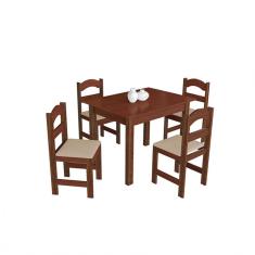 Mesa de Jantar Arauna com 4 Cadeiras Primavera Tampo em MDF Amêndoa 106x77cm Araúna Móveis