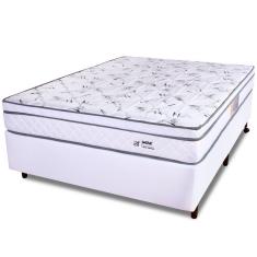 Cama Box Viúva Colchão Molas Ensacadas Com Pillow e Box Courvin Branco 128x188x55cm - BF Colchões