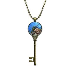 DIYthinker Colar com pingente de imagem da natureza da ciência de corais de peixes do oceano