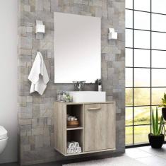 Gabinete para Banheiro 1 Porta com Espelho e Cuba Anne Móveis Bosi Barrique