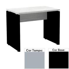 Mesa De Escritório Pé Painel Pe25 Em Mdp 170 X 70 Cm Cinza Com Base Preta