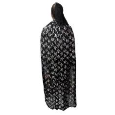 Capa Adulto Metalizada Fantasia Halloween Festa Noite Terror Estampa Bruxa Caveira Cosplay Gotico Vampiro Sexta Feira 13