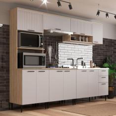 Cozinha Modulada 5 Peças 11 Portas 2 Gavetas Amalia  Aveiro Oak/Cinza Urbano