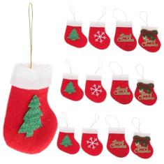 GARVALON 16 Peças Enfeites De Meia De Natal Saco De Doces De Natal Colher Garfo Sacos Lareira Meias Penduradas Decoração Rústica Meias De Natal Criança Rural Tecido Não Tecido Talheres
