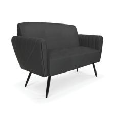 Sofá Namoradeira Pés Palito De Ferro Bruna Corino - D\`rossi Cor Preto