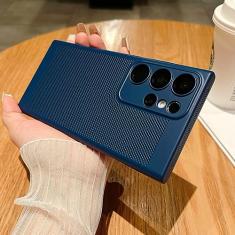 Capa respirável de dissipação de calor de malha para Samsung Galaxy S23 S22 S21 Note 10 Plus 20 Ultra S20 FE A73 A53 A52 A54 Capa rígida para PC, azul marinho, para Note 20