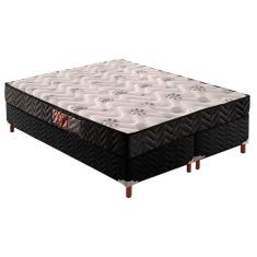 Cama Box Queen: Colchão Espuma Paropas D45 Pasquale Black + Base CRC Suede Black(158x198)