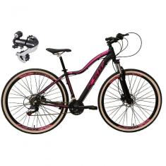 Bicicleta Aro 29 Ksw Mwza 24v Câmbio Shimano Acera K7 Garfo Trava Freio A Disco - Preto/rosa Tam.15