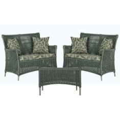 2 Sofás Área e Mesa Igapó Alumínio Pintura Fendi Corda Náutica Estofad