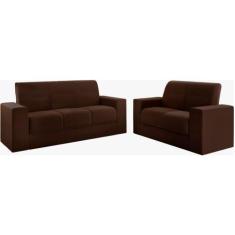 Sofá Mamflex 1050 Recife 3 e 2 lugares em Tecido Veludo Cacau