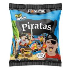 Pirulito Pop Tattoo Piratas 400g Florestal