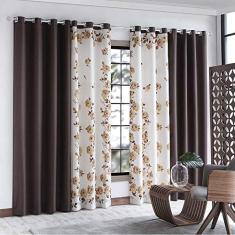 Cortina Para Sala Florida 3,00 x 2,50 m Marrom Ruanda Sultan