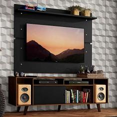 Rack Madesa Cancun com Pés e Painel para Tv até 65 Polegadas - Rustic/preto 7kd8