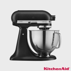 Batedeira Planetária Artisan KitchenAid Stand Mixer com 10 Velocidades e 03 Batedores Black Matte