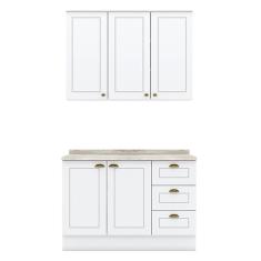 Cozinha Americana 2 Peças Branco Com Tampo Calcare - Móveis Henn Branco