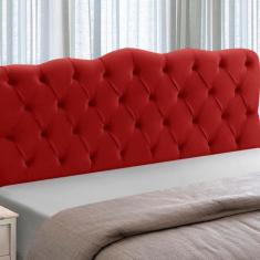 Cabeceira Cama Box King Size Estofada Madeira Atena - D'Julia, Vermelh