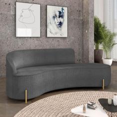 Sofá 4 Lugares Orgânico 220cm Pé Dourado Morgan Bouclê Grafite - D Ros