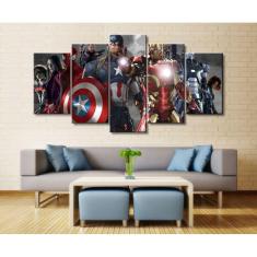 Quadro Decorativo Avengers A 5 peças 130x65 cm em tecido