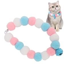 Coleira elástica para gatos, bolas de pelúcia, coleira de gato, pompom, coleira de cachorro, colar de bola de pelúcia, acessórios para filhotes, cachecol para animais de estimação pequenos