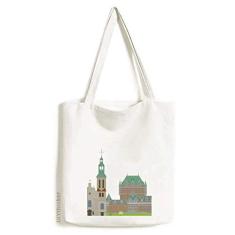 Bolsa de lona com desenho de marco e prédios de cidade do Canadá, bolsa de compras casual